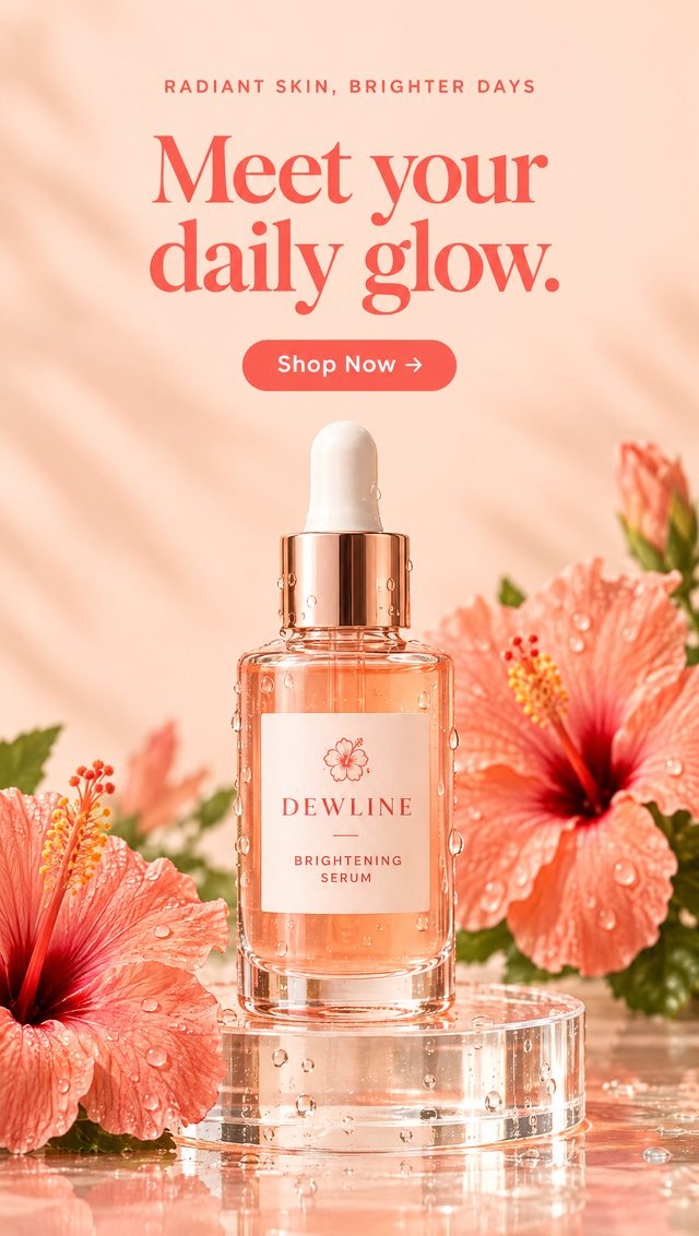 Vertical story advert for the same serum with a Shop Now button